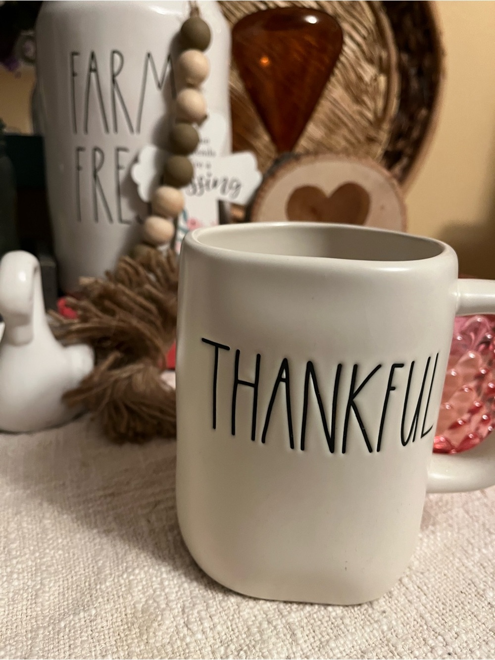 Rae Dunn THANKFUL White Ceramic Mug